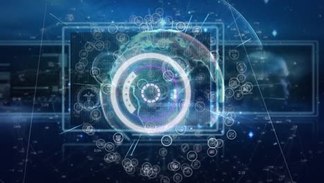 animación de escaneo de alcance y procesamiento de datos en todo el mundo