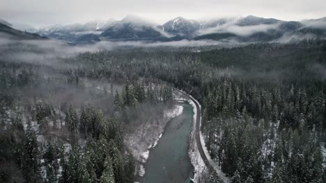 ruta panorámica de invierno del estado de washington fondo de la naturaleza aérea