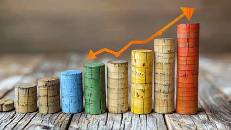 colorful wooden graph showing upward trend