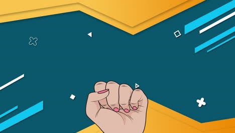 animation of female fists over graphic background