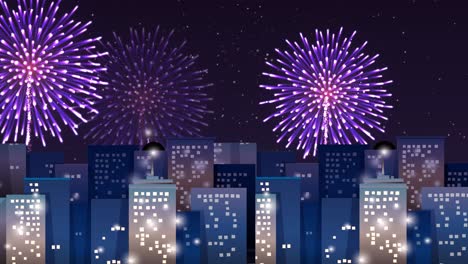 colorful fireworks illuminate the night cityscape