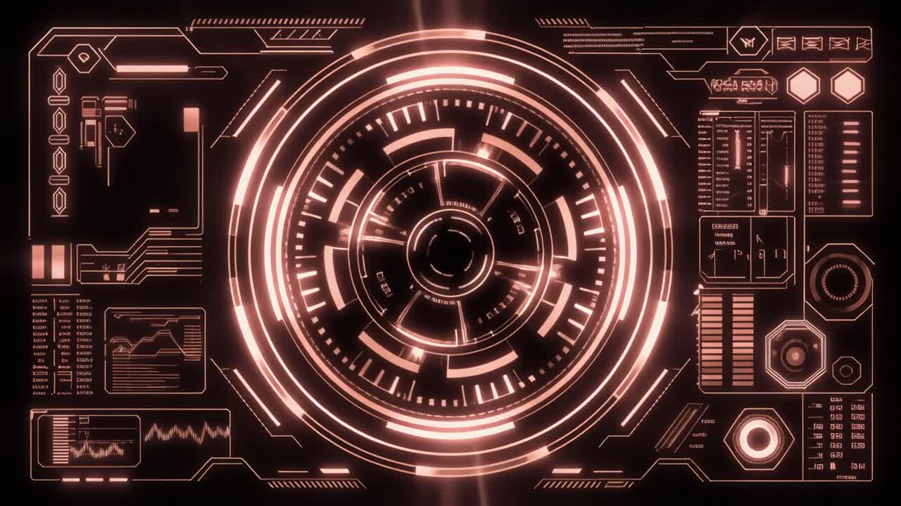 Futuristic Digital HUD Interface with Glowing Data Display