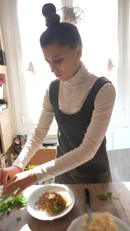 teenager preparing a meal