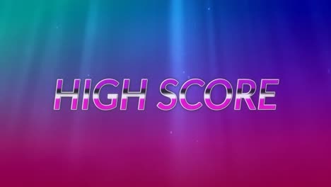 Animation-of-digital-high-score-text-against-blue-and-purple-background