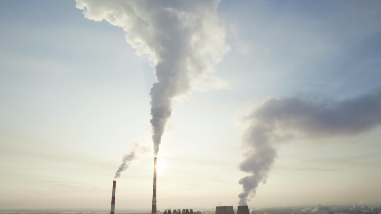 Factory Smoke Stacks on a Sunny Morning