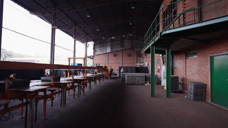 inside view of an empty warehouse or factory.