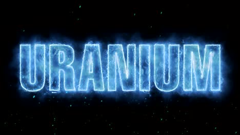 palabra de uranio ardiendo caliente en fuego realista llamas chispas y humo animación de bucle continuo sin problemas