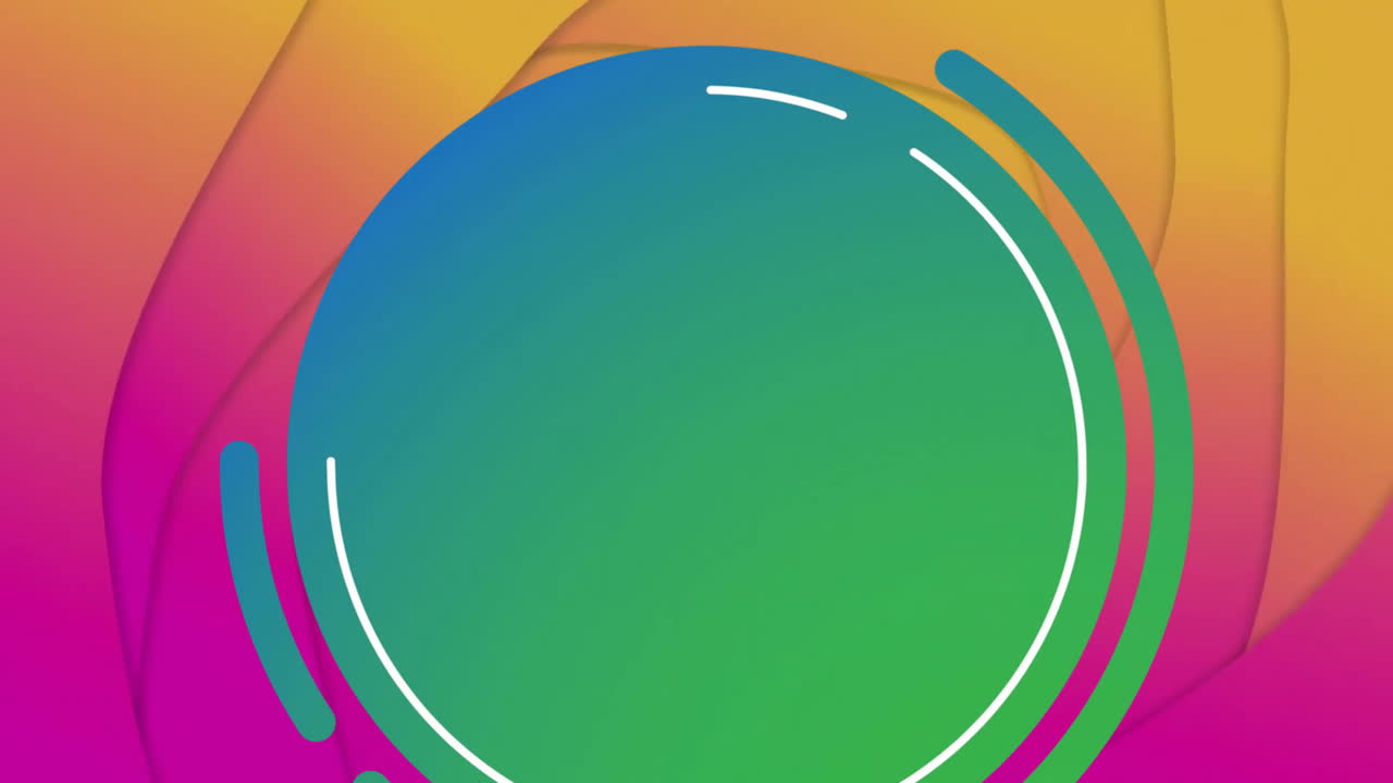 animação de círculo verde e azul girando em fundo padronizado