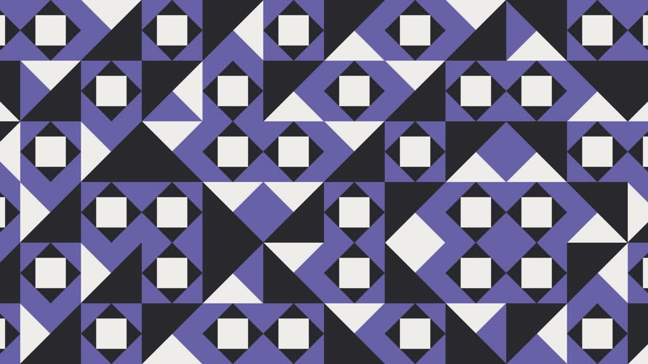 elementos muy dinámicos peri violeta en patrón geométrico. fondo gráfico de movimiento de bucle sin costuras en un diseño plano. patrón animado abstracto con azulejos geométricos