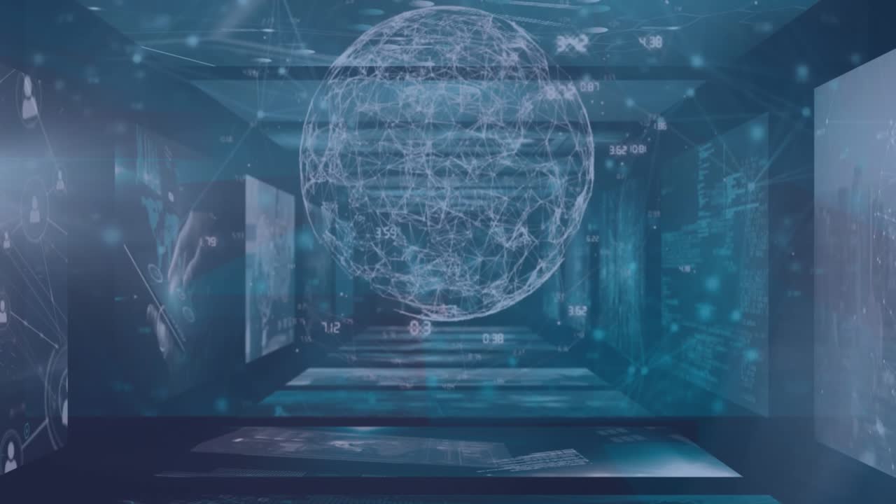 Animation of data processing over digital screens