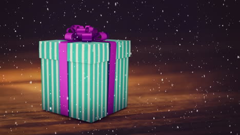falling snow with christmas gift