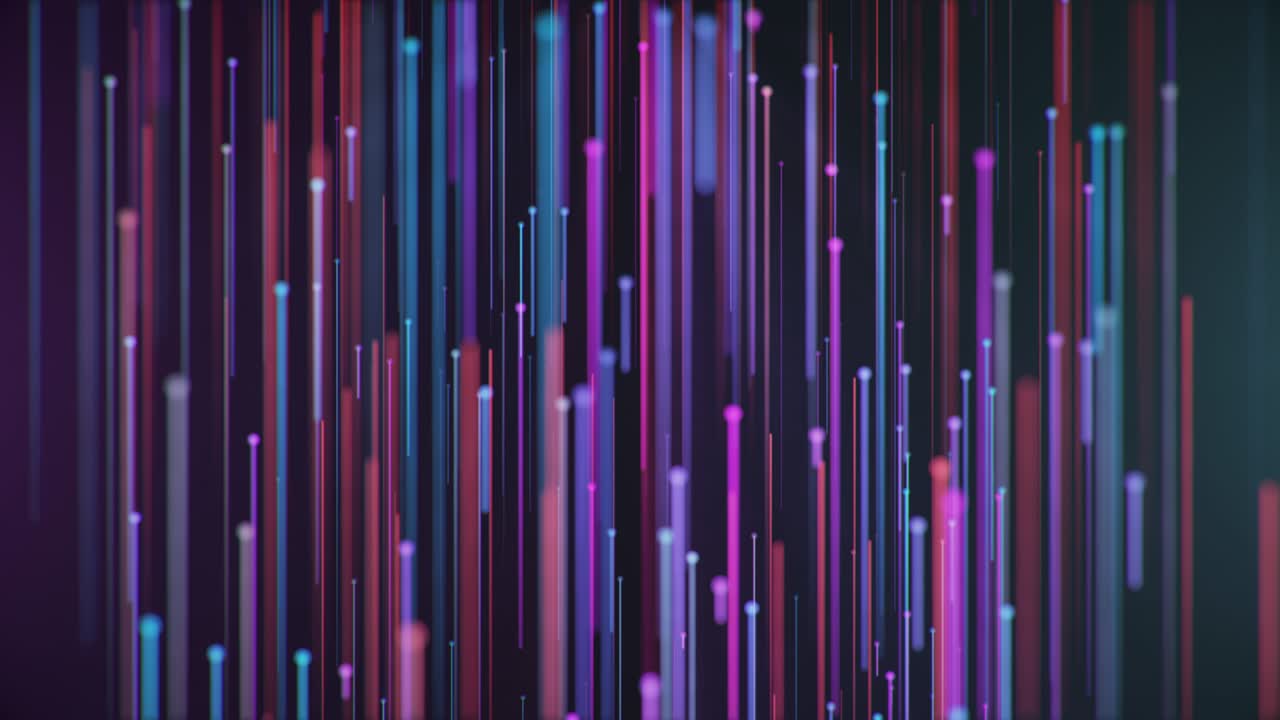 animación sin fisuras de líneas brillantes en movimiento vertical. líneas de neón forman flujo de datos, internet de alta velocidad, efecto ultravioleta. flujo de datos. animación en bucle de 4k