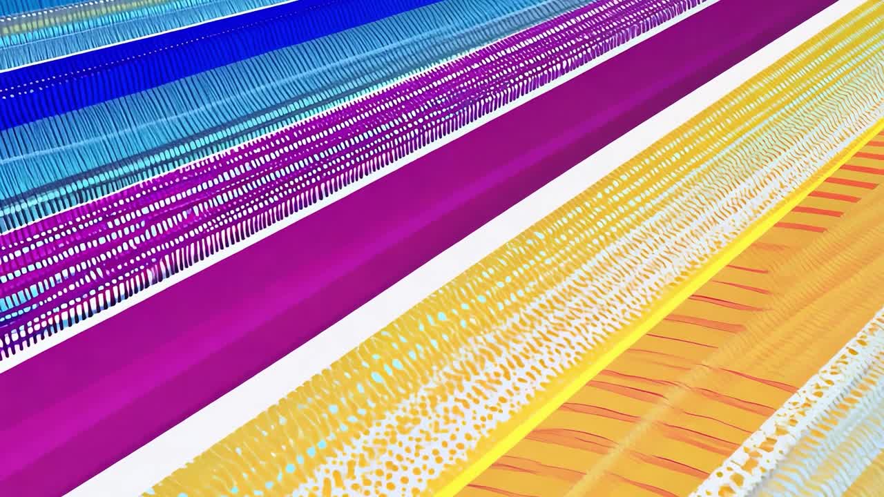 다양한 텍스처를 가진 다채로운 줄무가 확장되어, 활기찬 에너지로 매료하는 현대적이고 추상적인 패턴을 형성합니다.