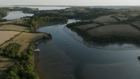 estuary st mawes percuil river cornwall evening high angle aerial low tide summer boats