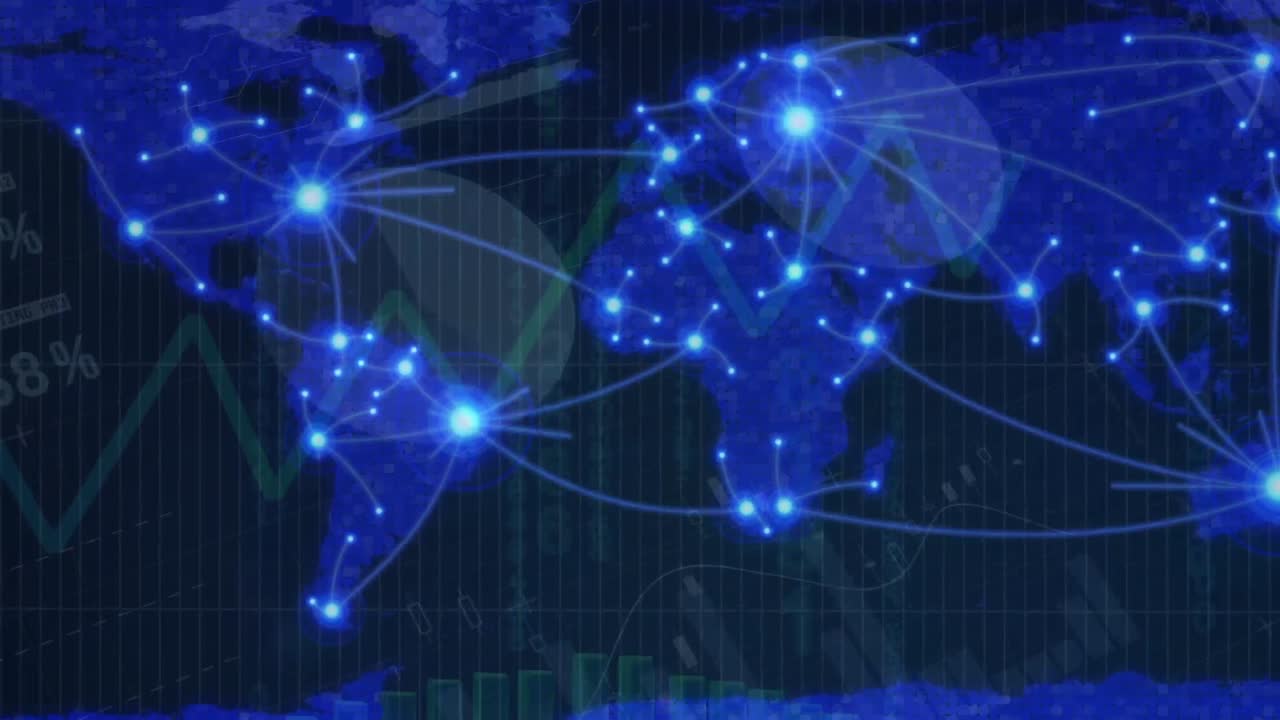 세계 지도를 통해 금융 데이터 처리의 애니메이션