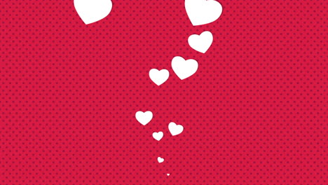 romantic hearts sprinkle love on a red background