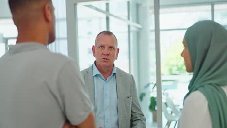 manager, collaboration and meeting with a business