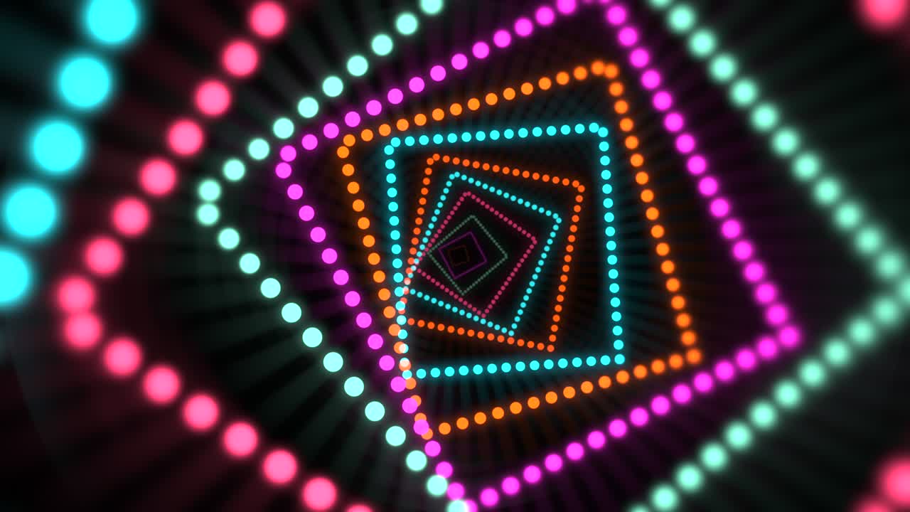 Quadrati neon colorati nello spazio