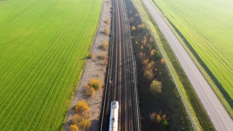 aerial view of train tracks