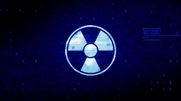 Radiation Nuclear Caution Symbol Digital Pixel Noise Error Animation.