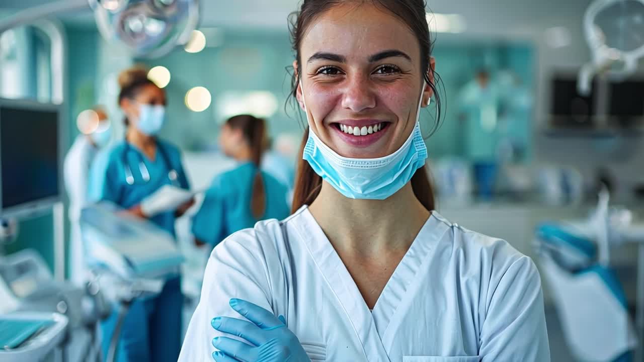 Smiling Healthcare Professional in a Clinic Setting