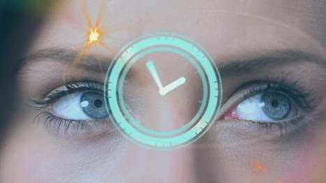 animación del reloj moviéndose sobre los ojos