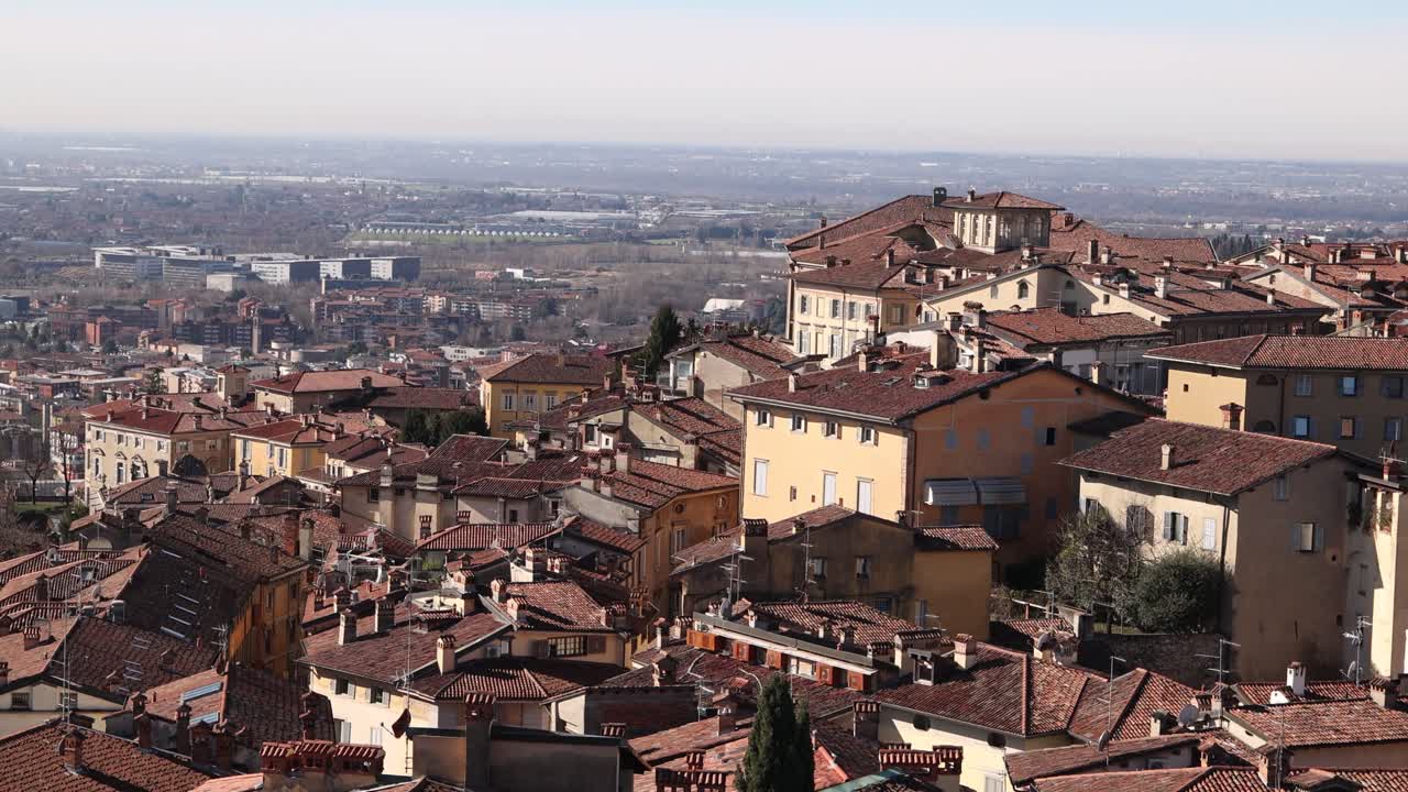 Bergamo's historic center, capturing the timeless beauty of Lombardy's architecture and the charm of an Italian hilltop city
