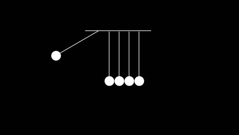 newton's cradle 4k animation. newton's cradle black and white screen loader. loopless motion design for intro or translation.