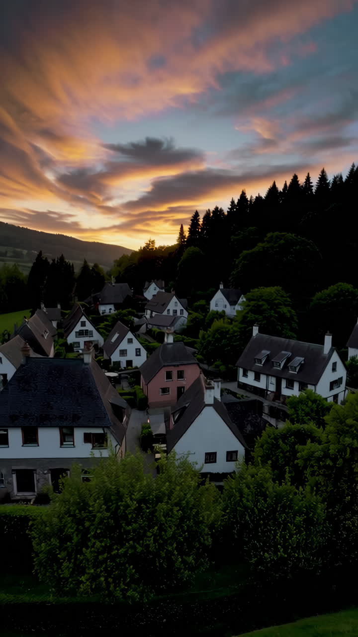Sunset over a Charming Village
