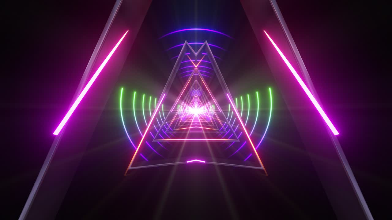 visualizzatore di tunnel triangolare al neon