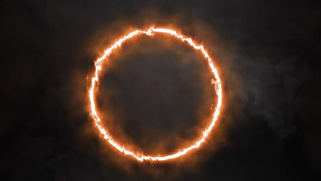 animation of neon circle and smoke trail on black background