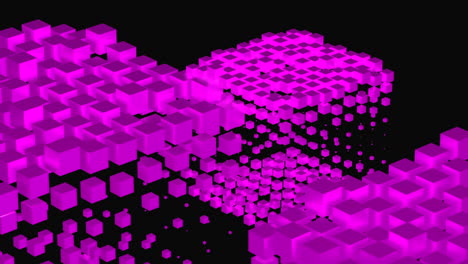 cubos rosados abstractos que se dispersan sobre un fondo negro