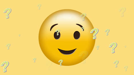 Animación-Del-ícono-Emoji-Sonriente-Con-Signos-De-Interrogación-Sobre-Fondo-Amarillo