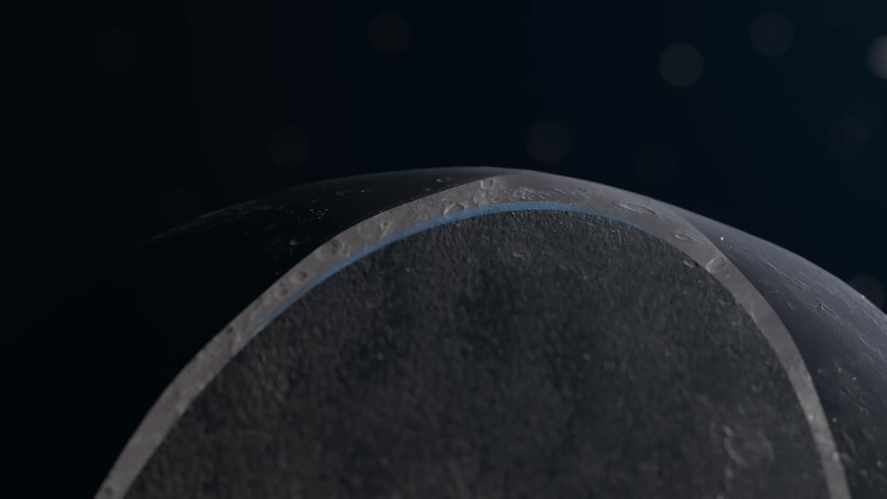 3D animation of the Moon's cross section showing ice below the surface