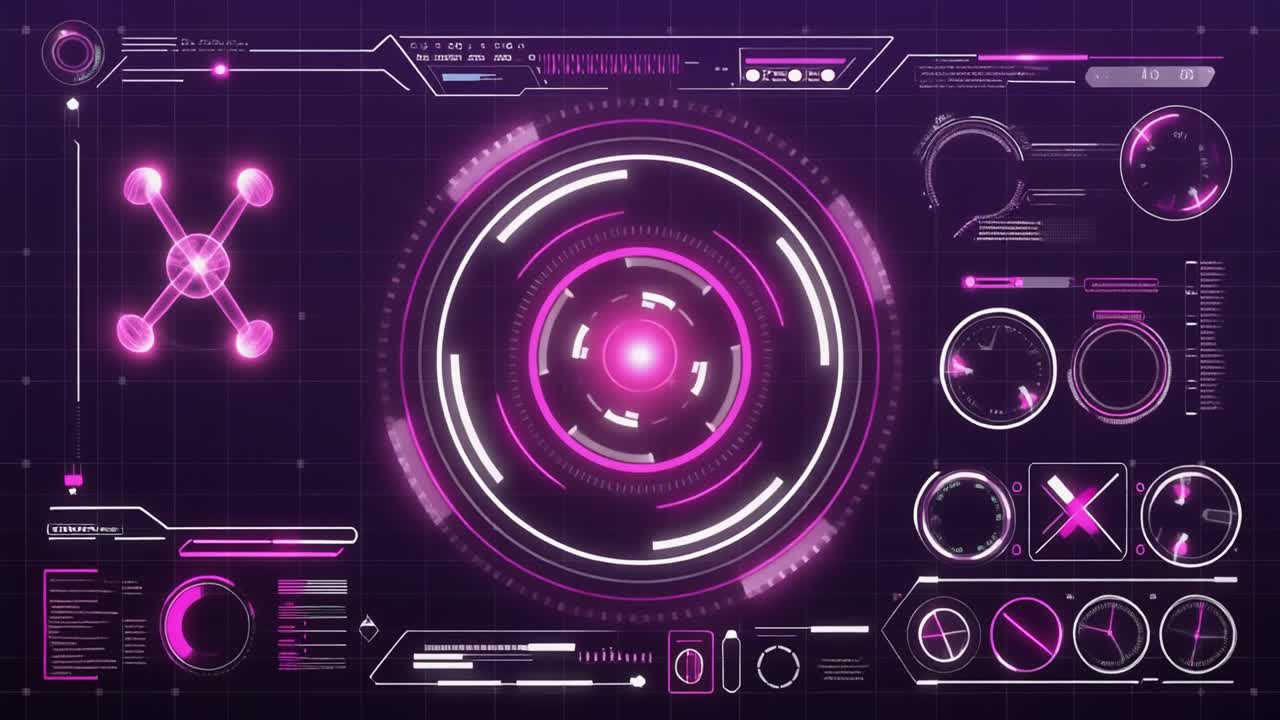 Abstract Futuristic HUD Display with Pink and White Graphics