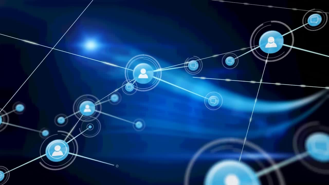 animación de la red de conexiones sobre fondo azul