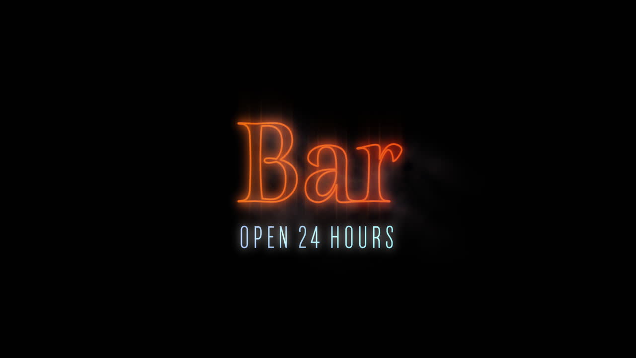 bar naranja emergente abierto las 24 horas cartel de neón 4k