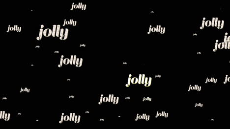 animation of jolly text in repetition at christmas on black background