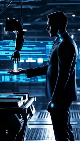 human-robot interaction and data transfer in a futuristic setting