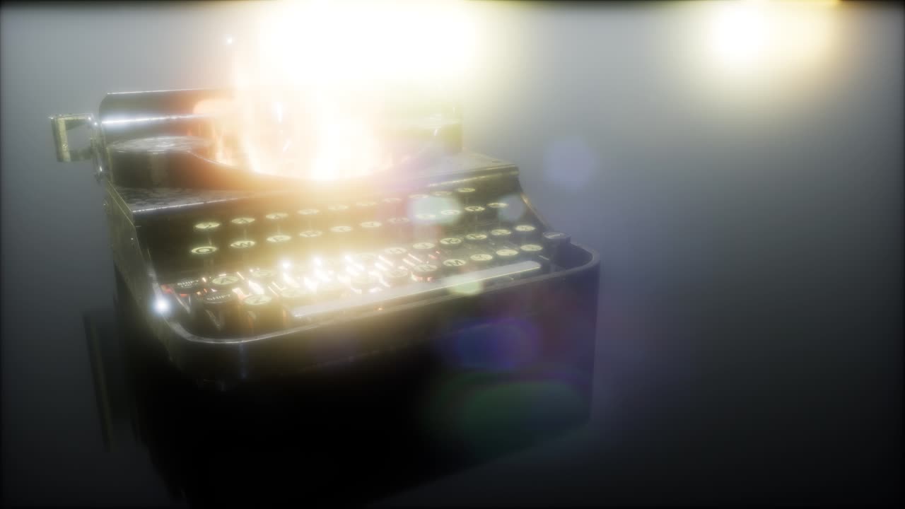 retro typewriter in the fire