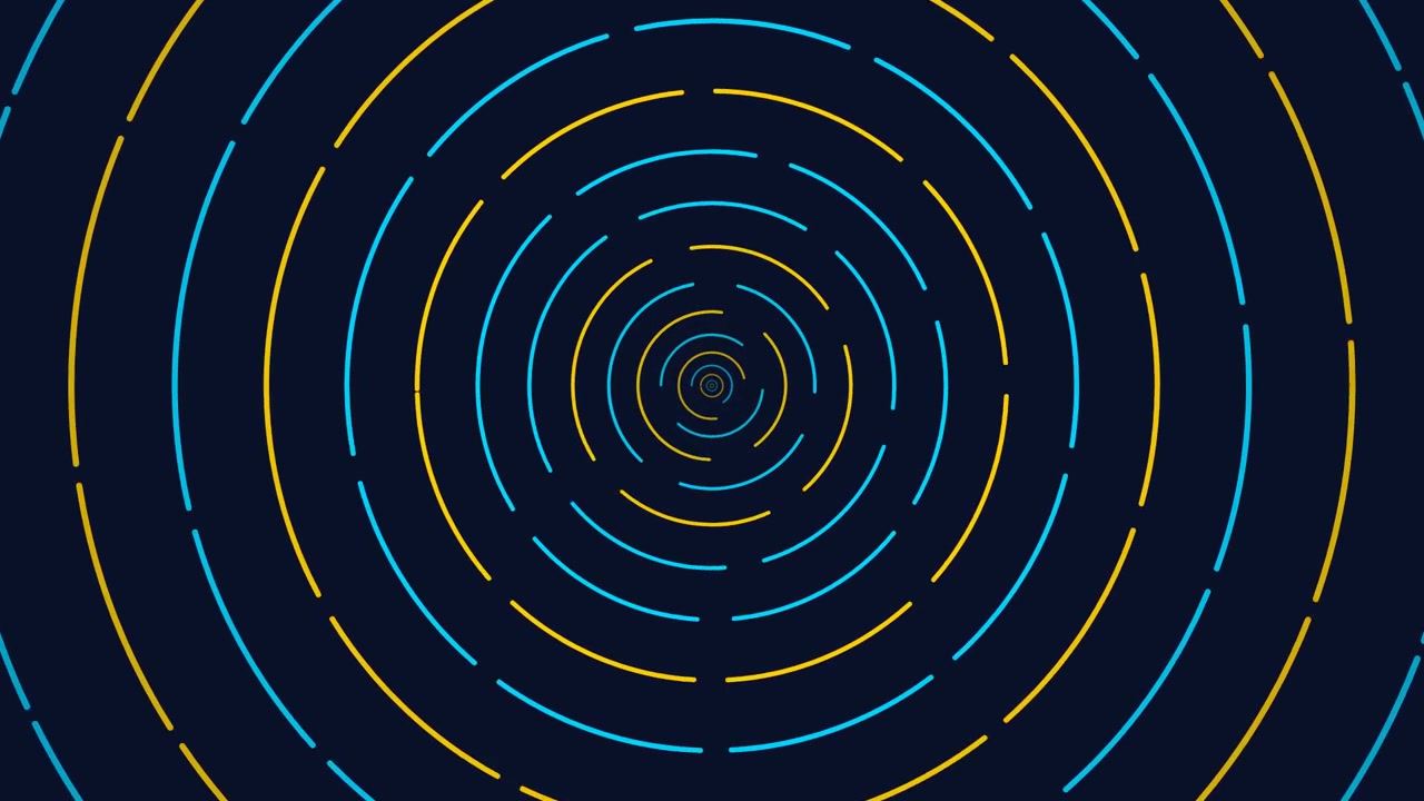 Abstract Animation of Rotating Concentric Circles with Dashed Lines