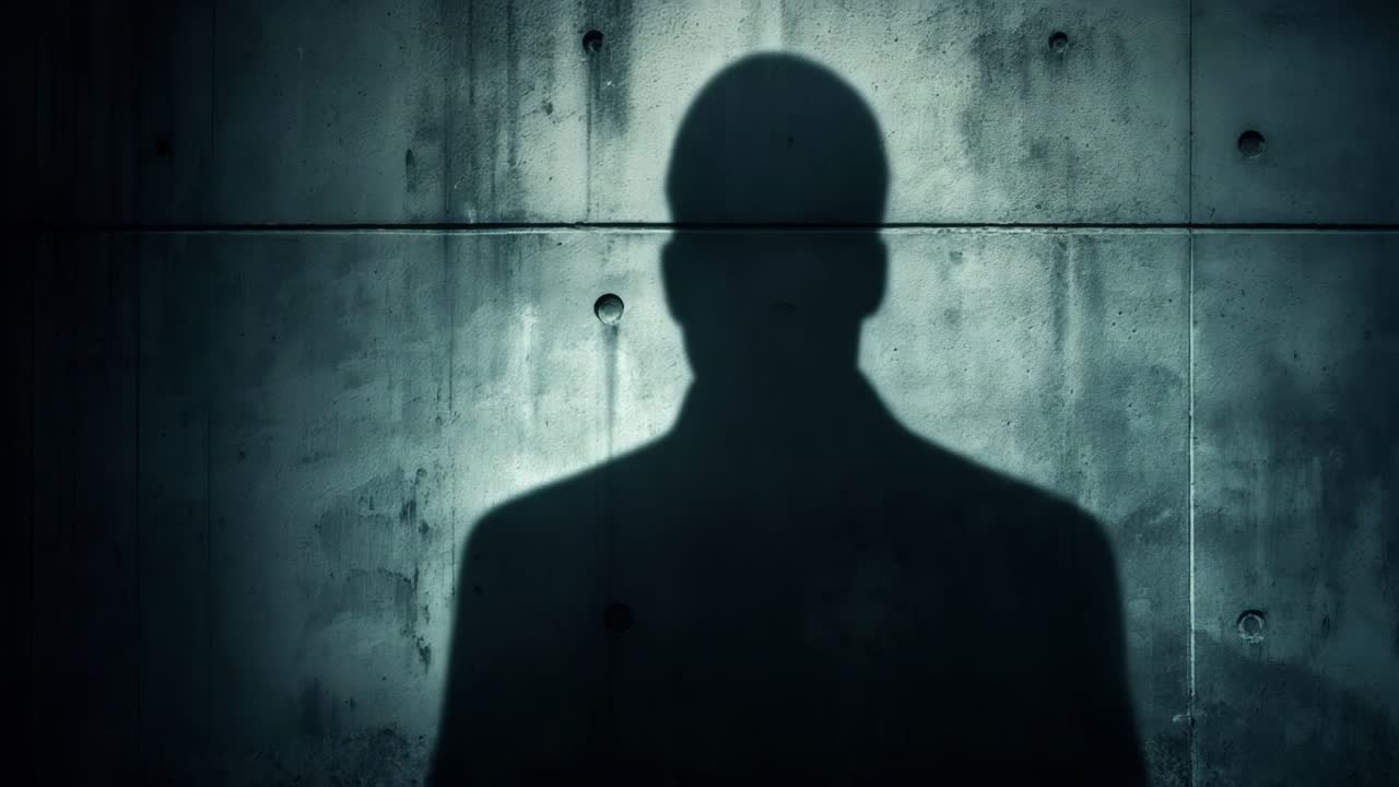 콘크리트 벽에 대한 인물의 그림자