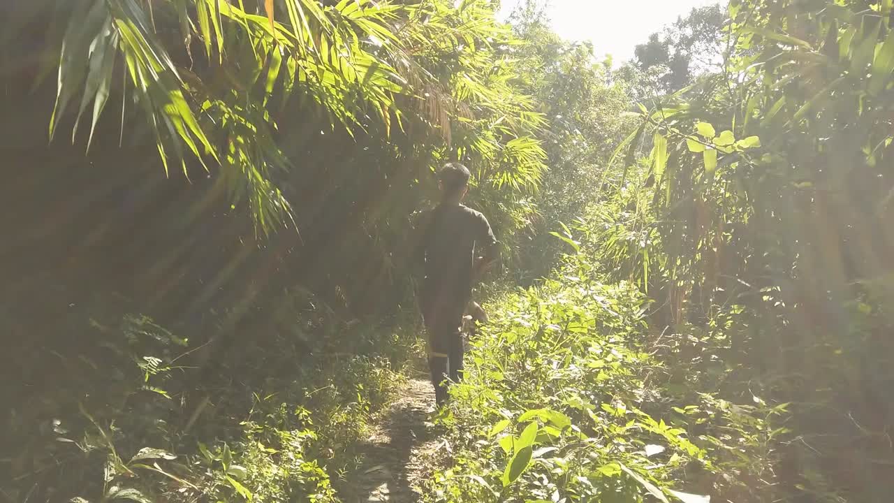 Young hunter searching for his prey