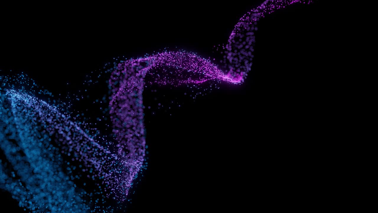 Abstract flow particles. Big data visualization. Data stream. Particle vortex. 3d rendering.