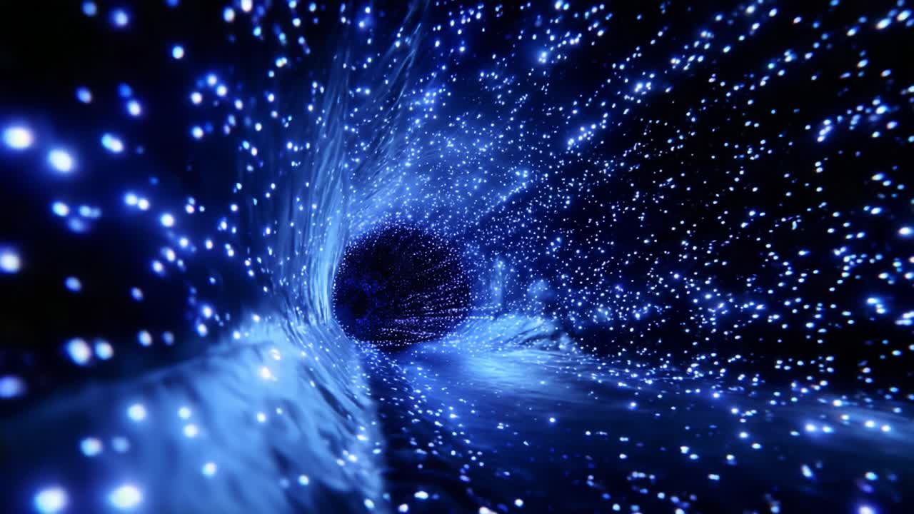 A Stunning Visual Journey Through a Cosmic Tunnel of Stars and Light, Showcasing the Hypnotic Beauty of the Universe as It Twists and Turns into a Vortex of Radiant Blue Energy