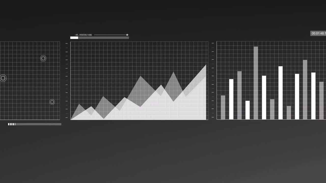 Animation of interface with data processing against grey background