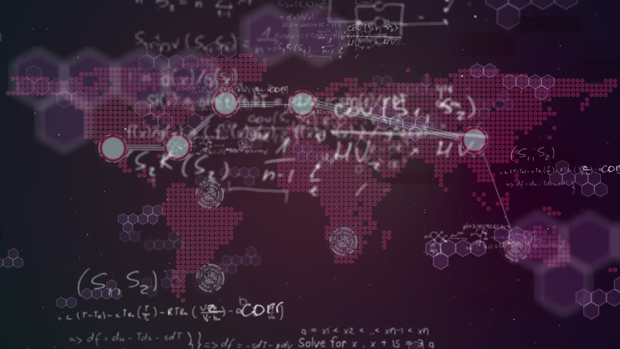 animación del procesamiento de datos sobre el mapa del mundo