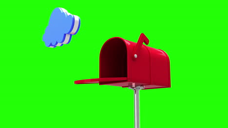 Cloud-symbol-in-the-mailbox-on-green-background