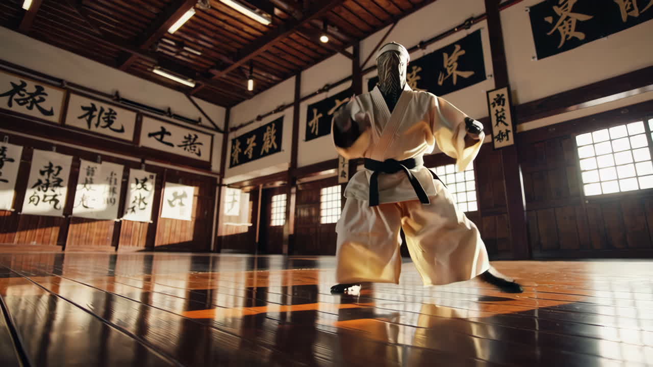 entrenamiento de karate en un dojo tradicional
