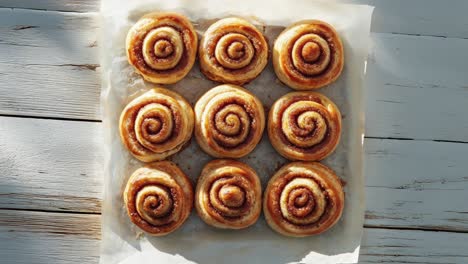 Freshly-Baked-Cinnamon-Rolls-on-Rustic-Wooden-Table